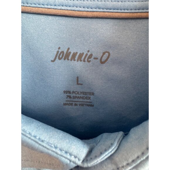 Johnnie-O Polo Shirt Mens Large Polyester Spandex Blue Solid Short Sleeve Stretc - Picture 2 of 5